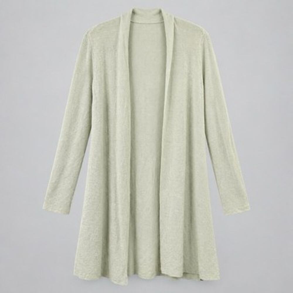 Eileen Fisher Open Knit Cardigan size Small Light Green Italian Organic Linen